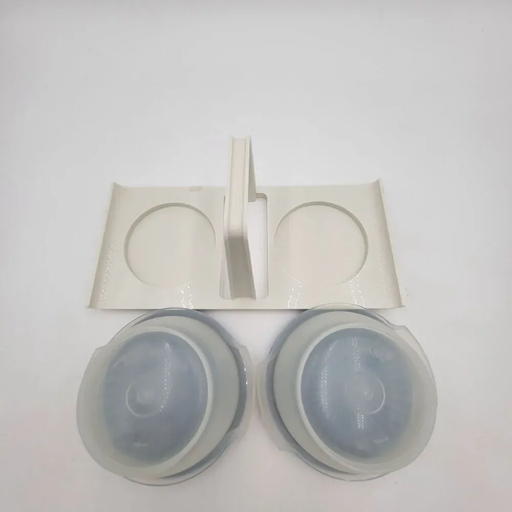 VINTAGE TUPPERWARE  2 Servalier Bowls Condiment Caddy 1 Spoon Slate Blue